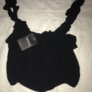 Black Ruffle Crop Top